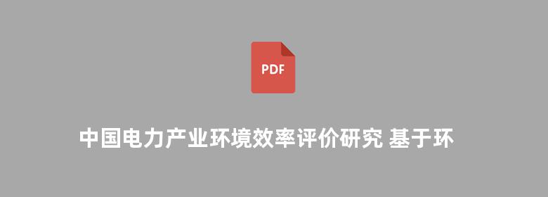 中国电力产业环境效率评价研究 基于环境保护与电力产业发展双目标视角的分析